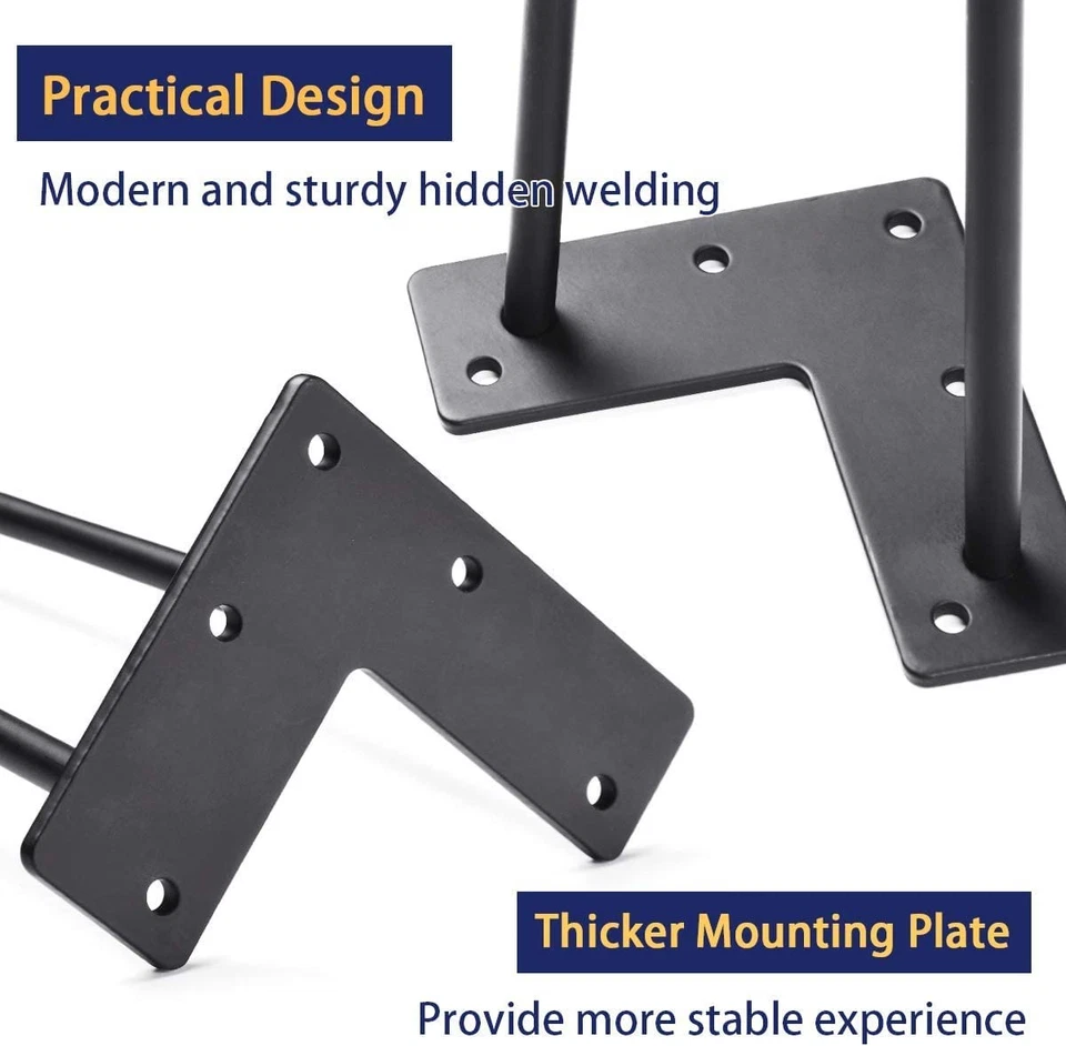 Heavy Duty Hairpin Legs for Furniture - 12 Inch Metal Legs with Floor Protectors - Image 4 of 4