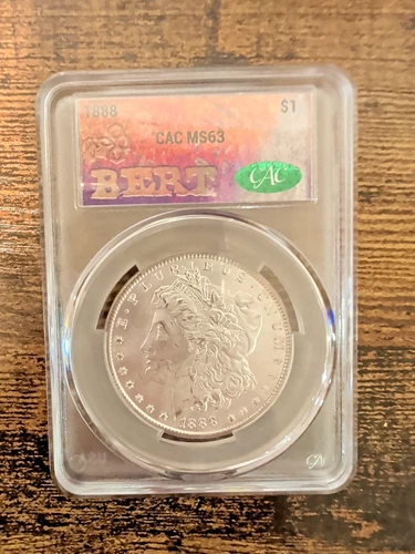 1888 Morgan Silver Dollar CAC MS63 — Blazing White Luster - BERT