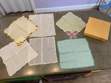 Vtg Hankies With Box Some Embroidered Asstd Colors Lot Of 7 1950  s-60  s