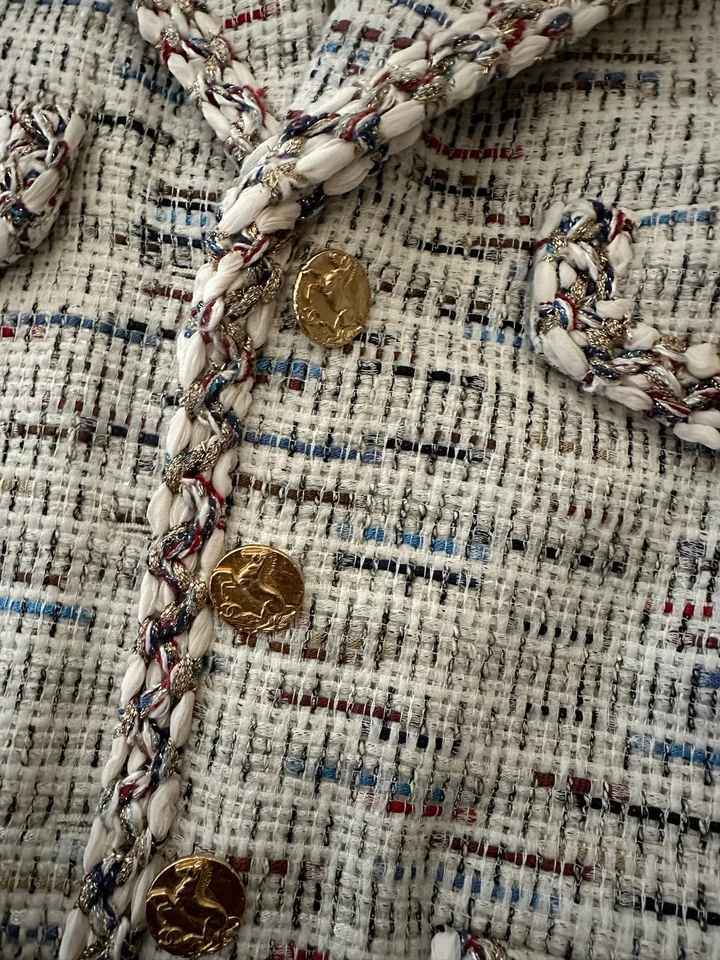 Chaqueta/ablazer Chanel 2018 Cruise Greek Collection gris marfil de gran tamaño talla 36 Foto 4 de 4