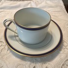 Vintage Tiffany & Co. Demitasse Limoges Cup & Saucer  Blue & Gold Bands — photo 1