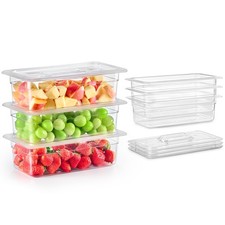 6 Pack Plastic Food Pans with Lids NSF Listed, 1/3 Size 6 in Deep Clear Food ...