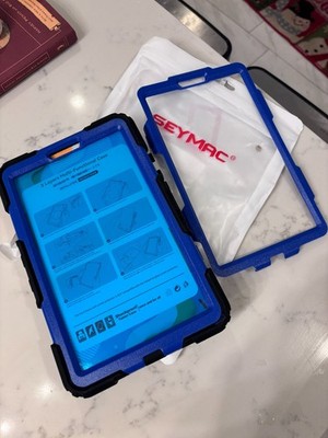 SEYMAC iPad 9.7 Shockproof Case Rotating Stand Shoulder Strap Screen Light Blue