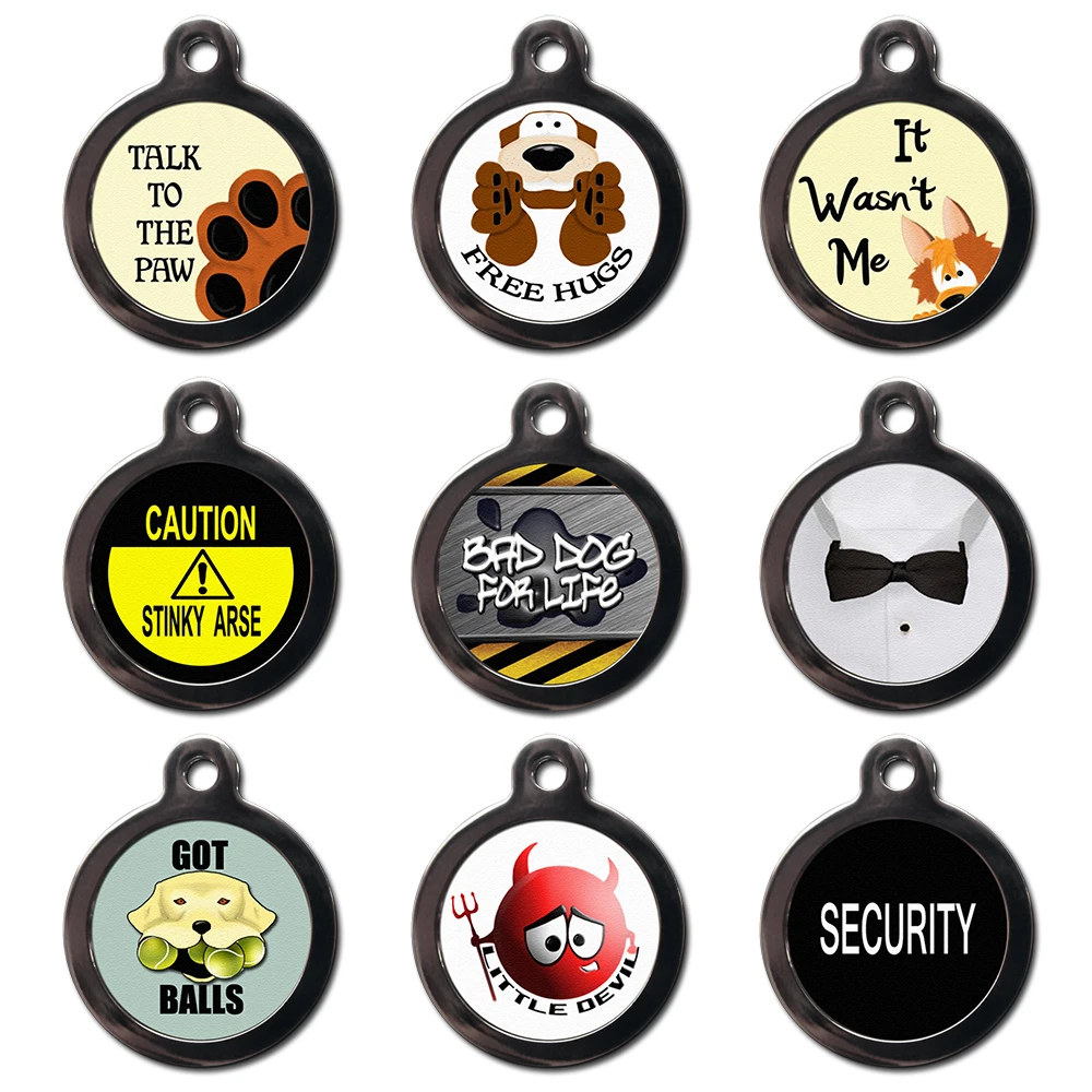 Personalised Pet ID Tags Cute Pet Tags Funny Dog Collar Name Tags