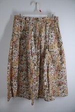 Vtg Orvis 10 S Floral A-Line Cotton Pleated Waist Midi Skirt Pockets