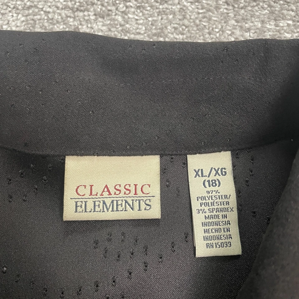 Camisa clásica con botones para mujer XL negra manga larga ropa de trabajo informal Foto 4 de 4