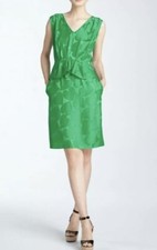 Marc Jacobs heart Print Emerald  Green SILK Peplum dress ( Size 0 )