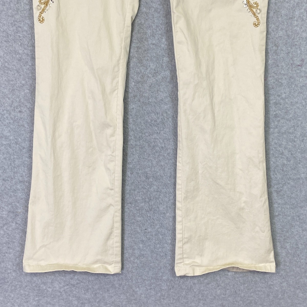 ●KHAKIPOINT● 25SS Vintage Bootcut pants ★送料/関税無料★ Kenar Pants Womens 8 Cream Embellished Mid Rise Bootcut