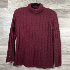 J. Jill Womens Pullover Sweater Red Textured Ribbed Hem Turtleneck Petites S