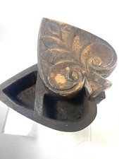 Antique Indian Tika Box  Carved Wood Spice Box Ceremony Kum Kum Powder Box Large