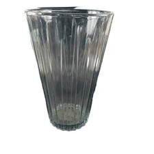 Vintage Clear Ribbed Vase Heavy 10" x 6.5"