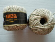 Universal Vanessa fashion yarn, silky beige/tan, lot of 2 109 yds each