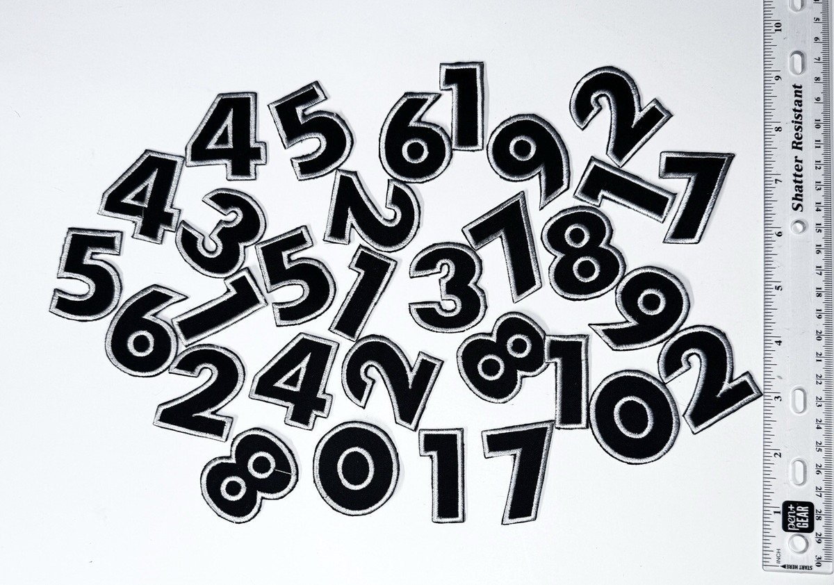Numbers 1-10 for sportswear ,white black ,height 1.8 inch 11pc