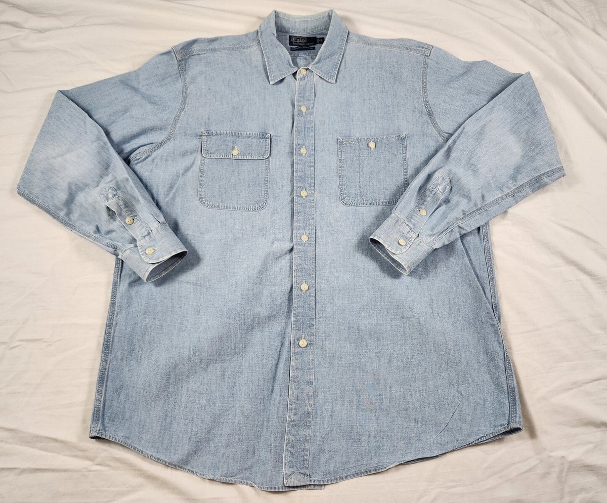 【ヴィンテージ】ralpn lauren DUNGAREE WORKSHIRT Polo Ralph Lauren Dungaree Work Shirt Mens Button Front