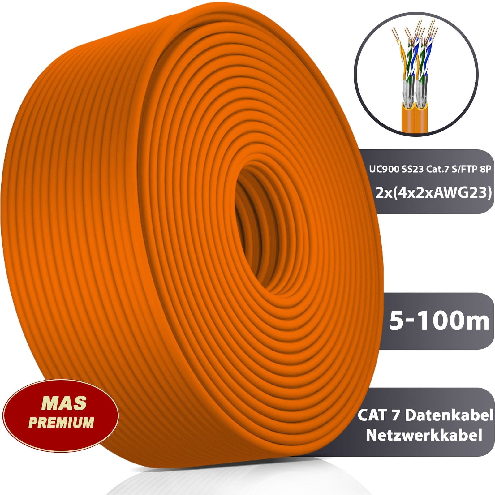 5-100m CAT7 UC900 DUPLEX HS23 data network installation LAN cable halogen-free