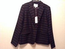 New Katherine Barclay Size 16 Ladies Smart Stripe Navy Jacket 42eu Office Bnwt