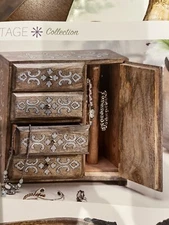 GG Collection Mango Wood with Metal Inlay Heritage Jewelry Box