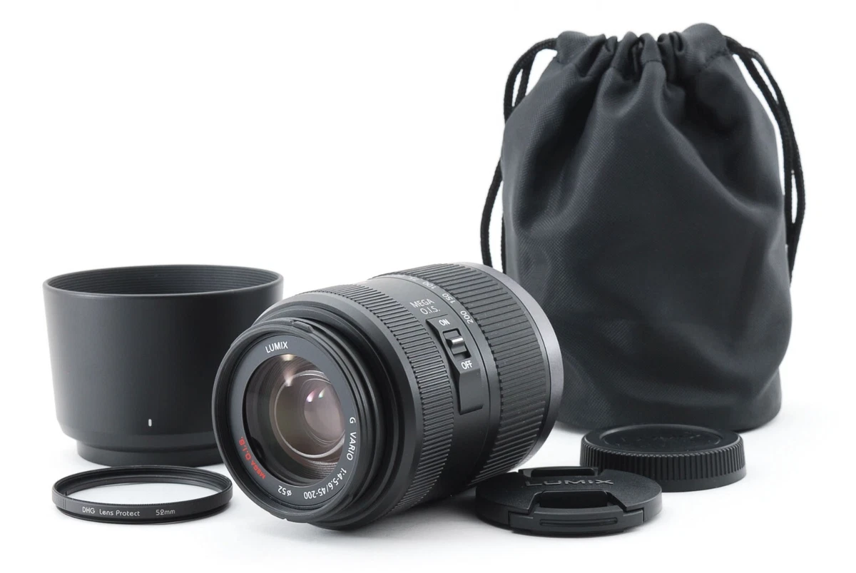 Panasonic lumix G vario 45-200mm f/4-5.6 f/4.0-5.6 lens w/hood