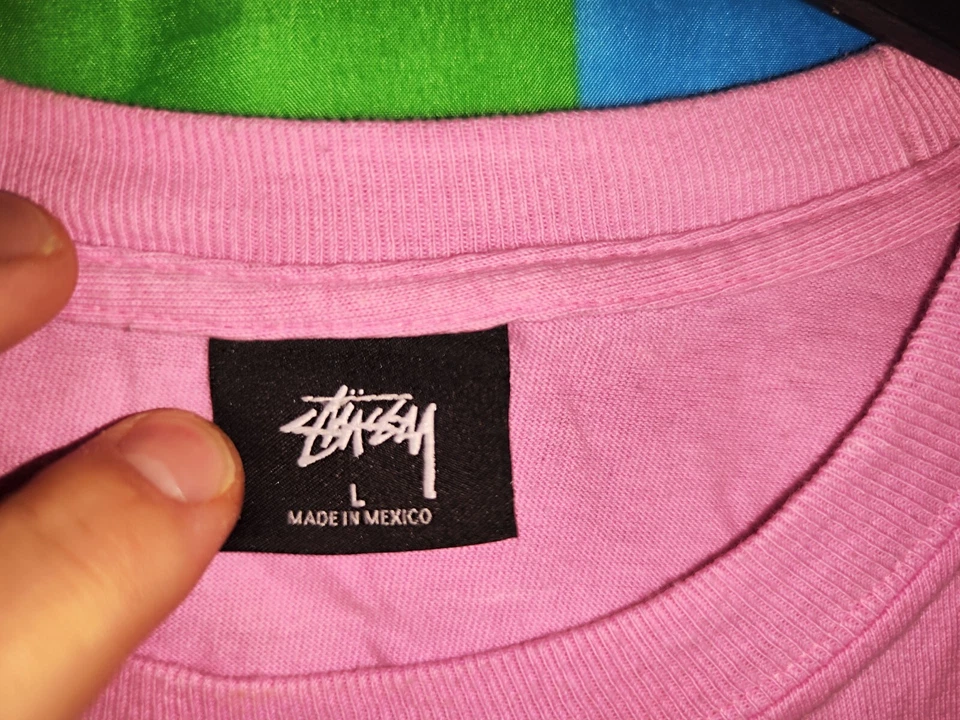 Camiseta de algodón gráfico azul para hombre Stussy talla L - Imagen 4 de 4