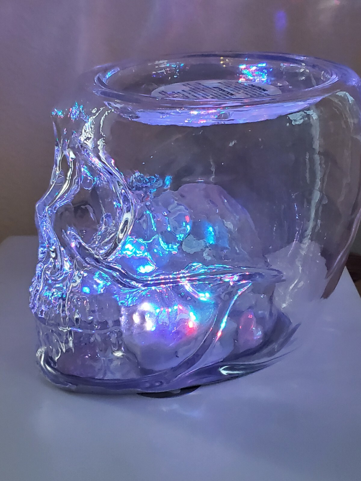 Bath & Body Works Halloween Glass Skull Light Up 3 Wick Candle Holder