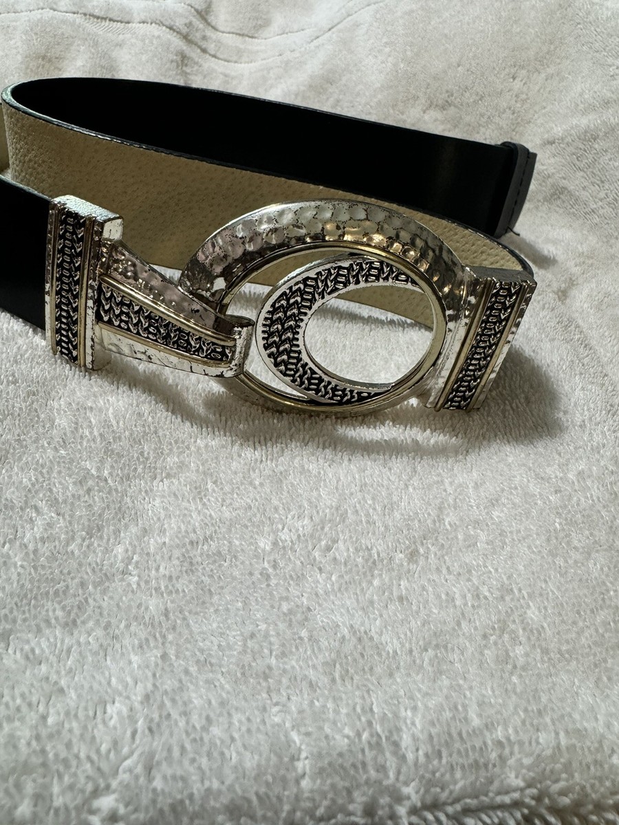 Chicos Black Leather Belt Wide Buckle | eBay display picture 3