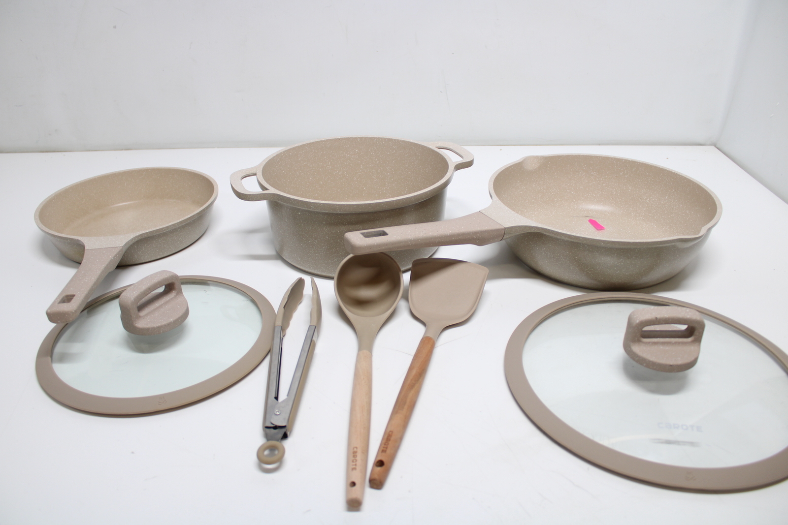 Produktbild von AIKENBBKK Keramik Topf Und Pfannenset 9-Teilig, Pfanne Mit Deckel 20/24/28cm, Stielkasserolle 20cm, Topf 4.7L, Antihaft Keramikbeschichtung Kochgeschirr-Set Mit Abnehmbarer Griff- Blau