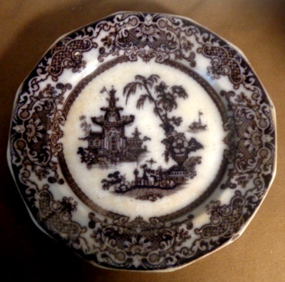 c1855 Staffordshire mulberry transferware PW &Co  Corean  Podmore,  Walkers & Co