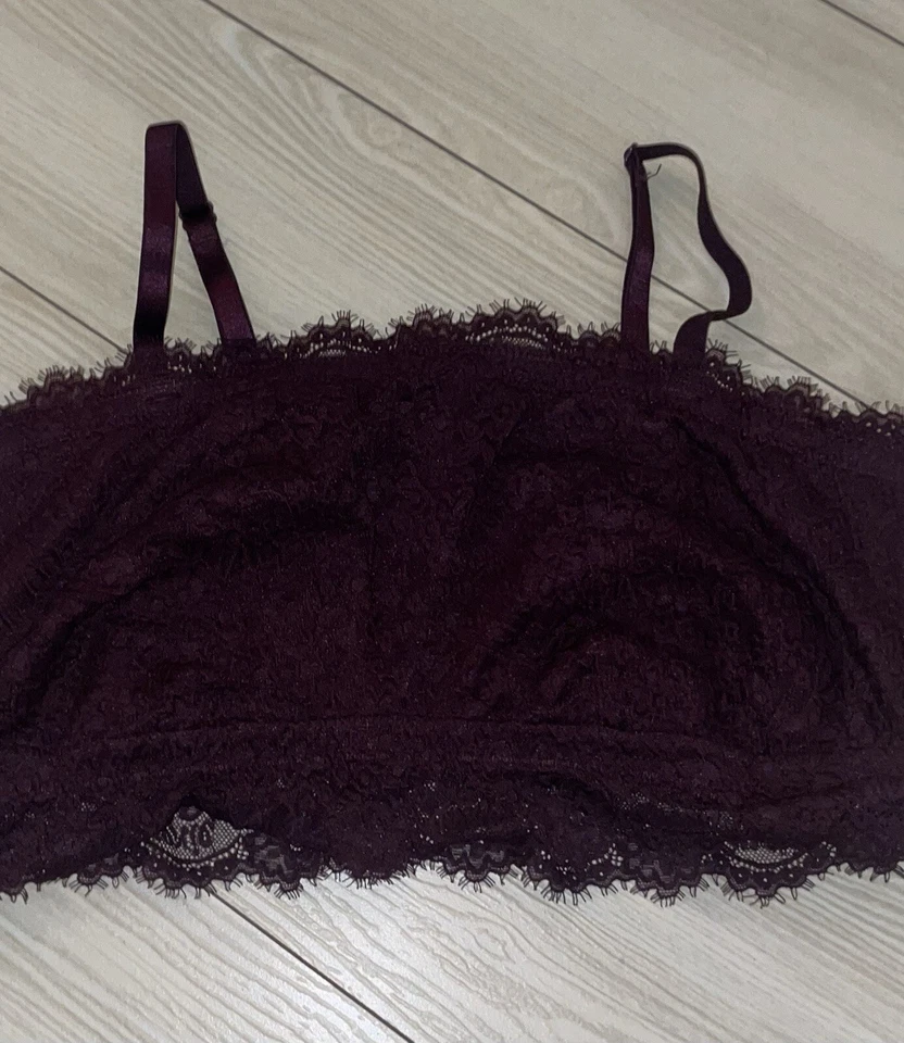 Aerie Lace Bralette Bra Unlined Wire Free Strapless Womens XL XLarge Purple - Image 3 of 4