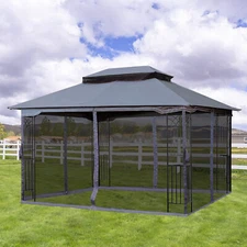 13x10 Outdoor Patio Gazebo Canopy Tent With Ventilated Double Roof And Mosquito