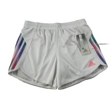 adidas kids 3-Stripes Mesh Shorts, Girls Training Shorts Black Size L 14 NWT