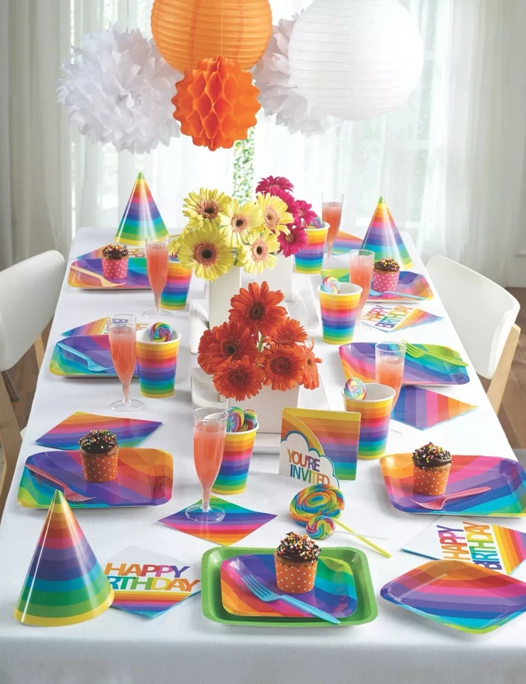 Rainbow Honeycomb Centerpiece Rainbow Party Decor Supplies Decorations - Image 2 of 2
