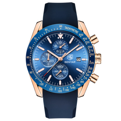 Men's Quartz Chronograph Watch Silicone Strap Date Business Sport 30M Waterproof