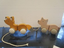 2 Pottery Barn Kids woodland baby pull toys fox pig photo shoot sample