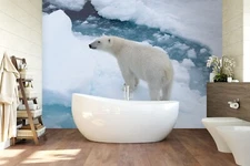 3D Snow Polar Bear ZHUA262 Wallpaper Wall Murals Removable Self-adhesive Ann