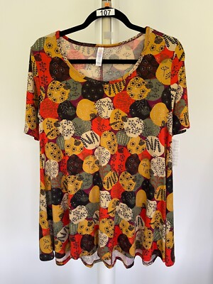LuLaRoe Perfect T Swing A-line Shirt S Bold 60/70's Inspired Floral Dots NWT NEW