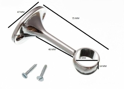 Towel rod rail socket centre support bracket 19mm CP & screws Qty. pack of 2