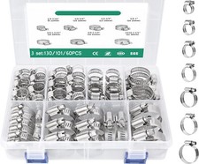 130/60Pcs Adjustable Hose Clamps Worm Gear Clip Stainless Steel Clamp Assortment