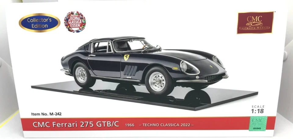 CMC M-242 FERRARI 275 GTB/C 1966 MIDNIGHT BLUE TECHNO CLASSICA 2022 L/E 400 1:18 - Image 2 of 4