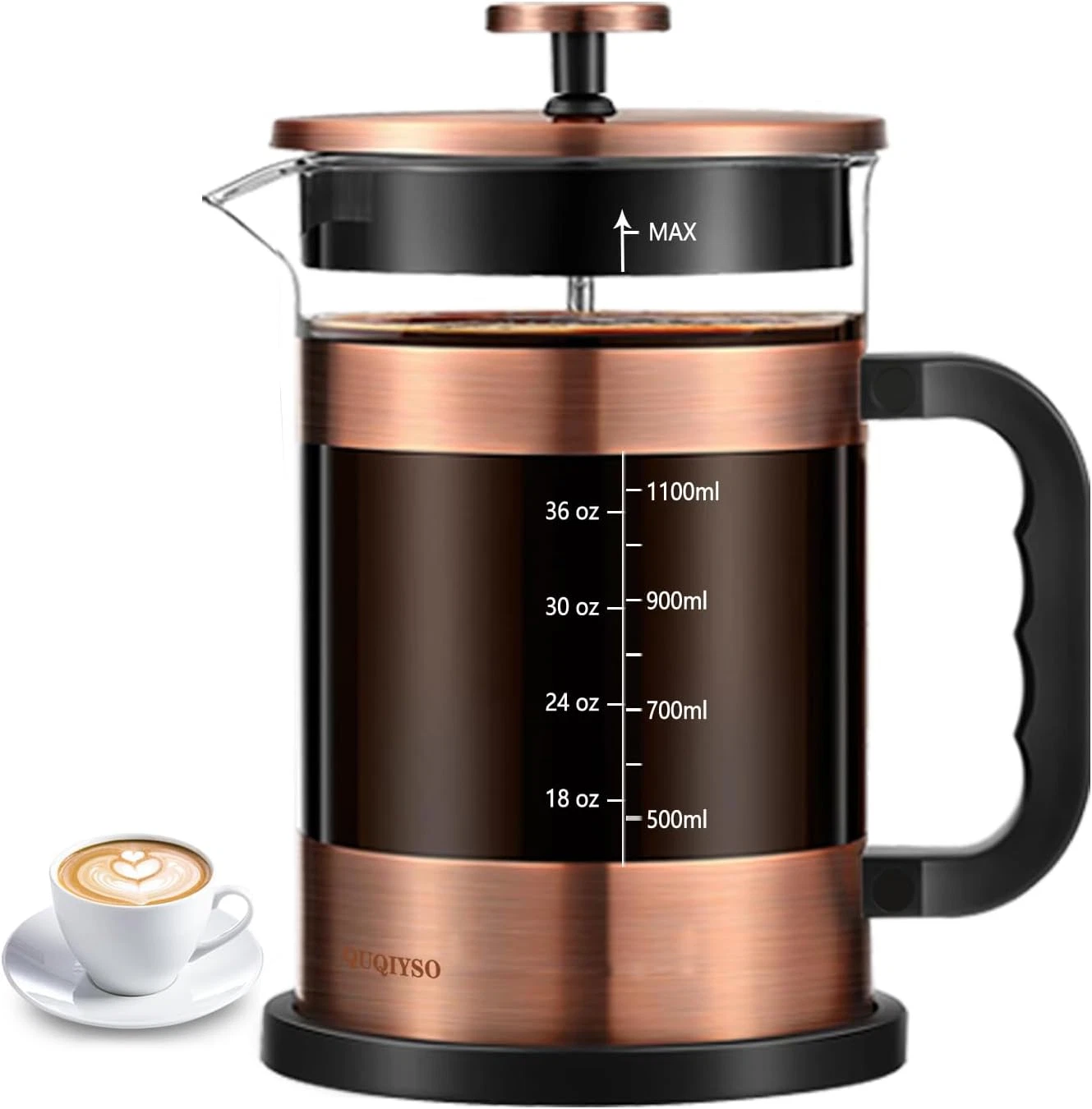 French Press Coffee Maker 51Oz 304 Stainless Steel French Press with 4 Filter, H
