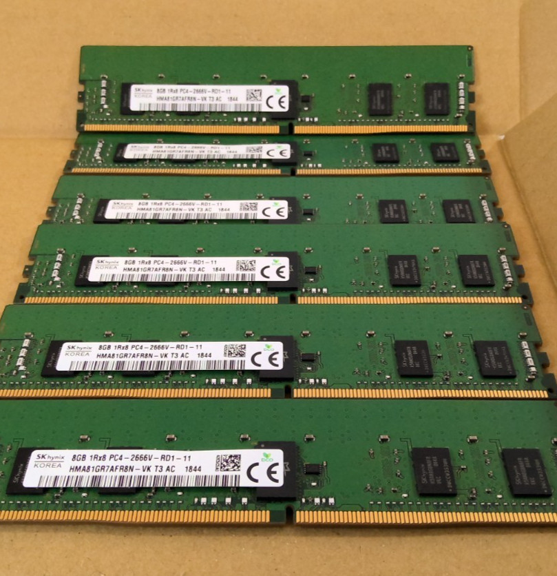 LOT OF  6 hynix HMA81GR7AFR8N-VK 8GB 1Rx8 PC4-21300R DIMM *server*