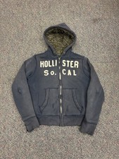 Vintage Hollister Faux Fur Sherpa Lined Heavyweight Hoodie Zip-Up Size M Y2K