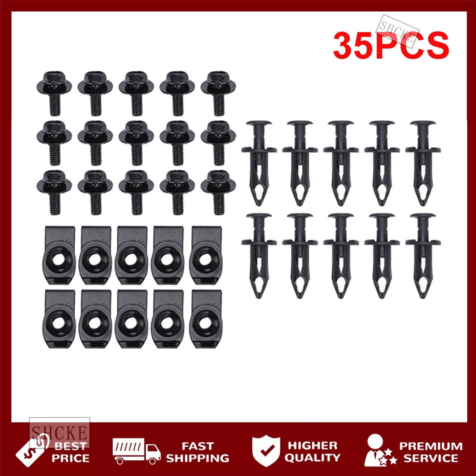 35pcs For Toyota Body Bolts- M6-1.0 x 20mm Long- 10mm Hex- 17mm Washer - New