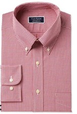 Men's Size Large Club Room Regular Fit Check Dress Shirt In Red-NWT
