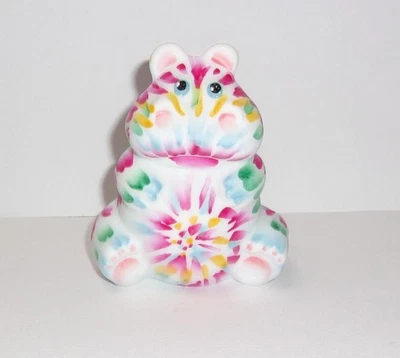 Fenton Glass Tie Dye Tye Dye Colorful Hippo Figurine Ltd Ed #7/100 JK Spindler - Image 1 of 4