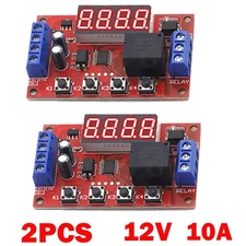 2Pcs DC12V 10A Adjustable Time Delay Relay Module LED Digital Control Switch USA