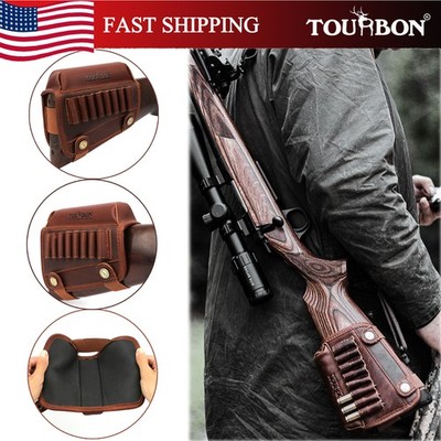 Tourbon Leather Rifle Cartridge Holder Buttstock Cheek Rest Pad for 308/Rem 700