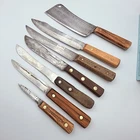 Vtg Kitchen Knife Lot 7 PC Old Hickory Watkins Forgercraft Wood Carbon Steel