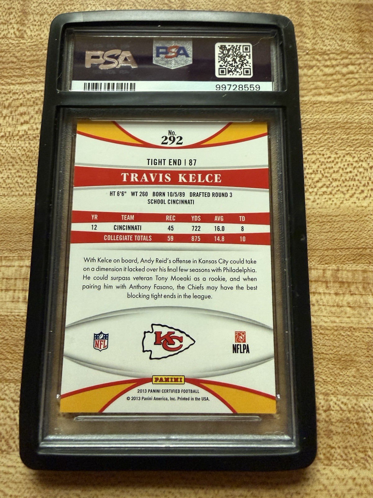 2013 TRAVIS KELCE #292 Panini Certified Rookie Mirror Gold.  Pop 4.  None Higher view 7