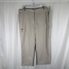 Orvis Tech Pants Women's Large 30L Beige Zip Pocket Lightweight Nylon