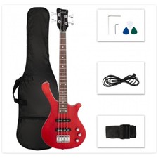 Glarry 36in Kid's Electric Bass Guitar Red 4 String with Carrying Case GW101